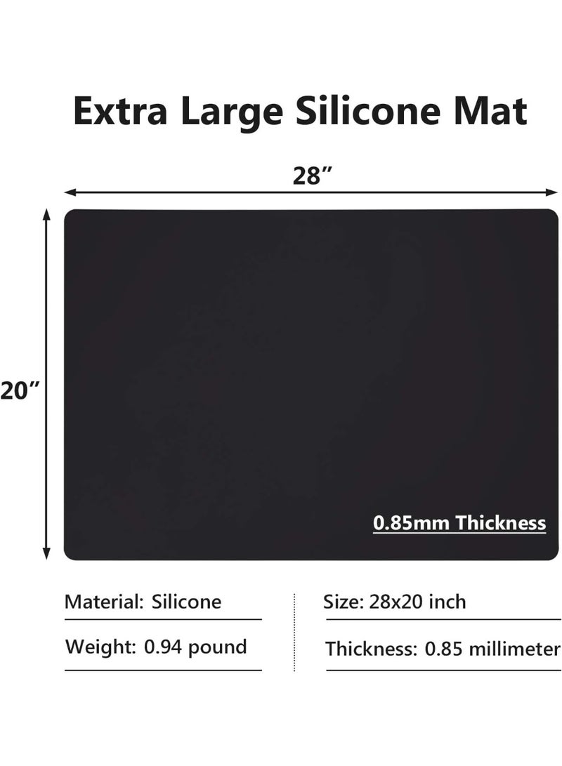 فرشات السيليكون الكبيرة للكونترستوب, 28 "بواسطة 20" فرشات متعددة الأغراض, كونتر طاولة حامي, مكتب توفير وسادة, بلاسيمات غير لاصقة غير انزلاق وسادة مقاومة للحرارة, أسود - Image 2